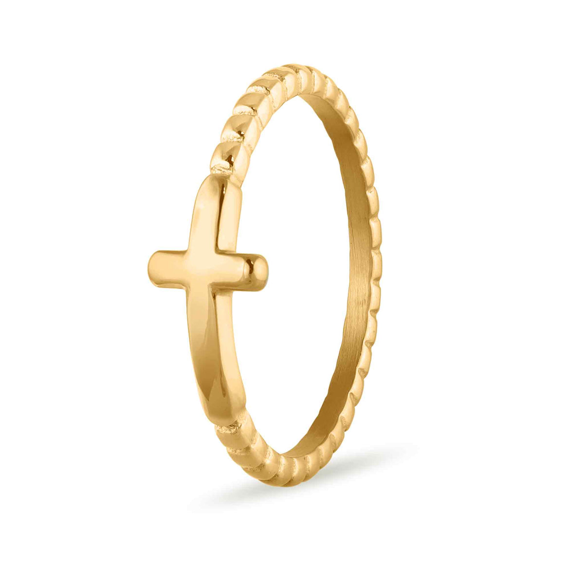 Cross Air Rings Aria Non-Tarnish Beaded Cross Ring – Centered Jewelry