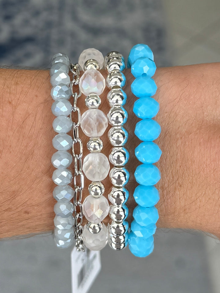 Baby Blue Faceted Rondelle 8mm Bracelet – Centered Jewelry