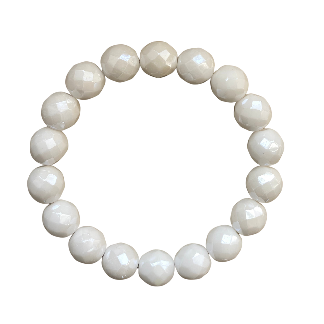 Snow White Czech 10mm Bracelet – Centered Jewelry