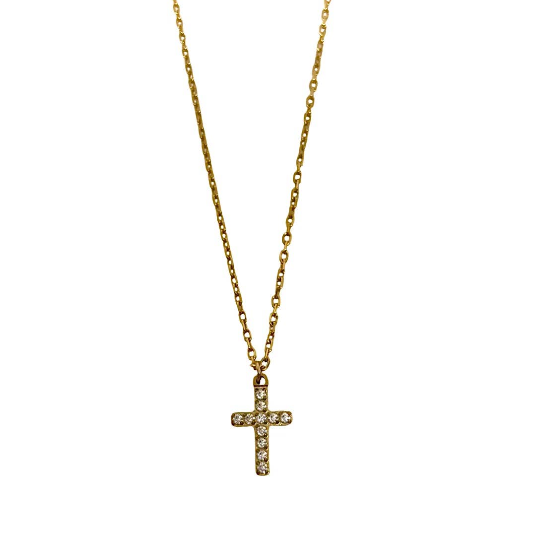 Gold crystal cross necklace Clearance