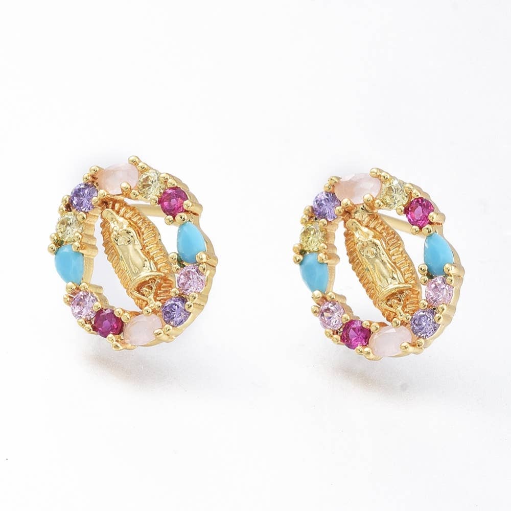 Virgin Mary Multi-Colored Stud Earrings – Centered Jewelry